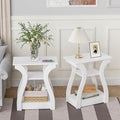 FROMJBEST End Tables Living Room Set of 2, End White Table by FROMJBEST