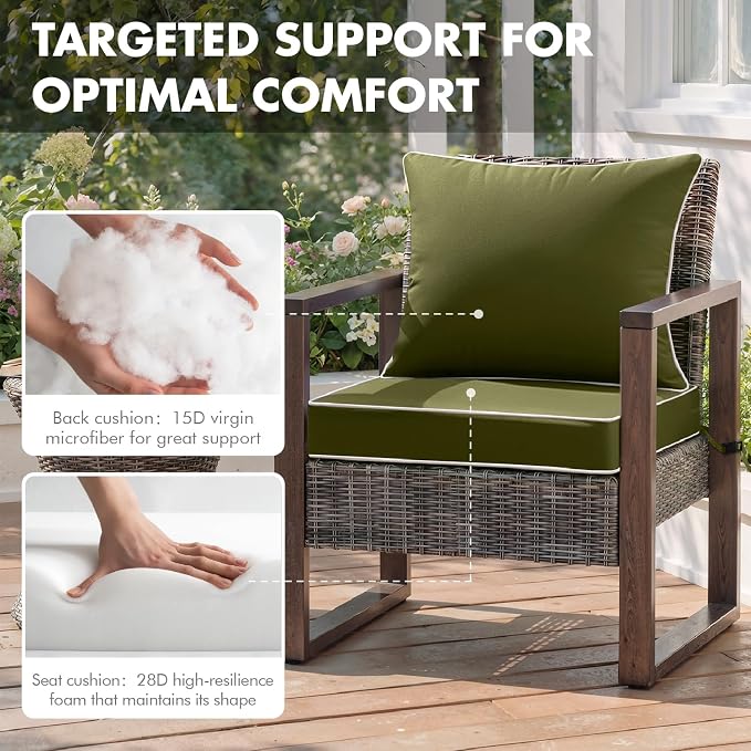 MIULEE Dark Green Outdoor Seat Cushion 24x24 Inch Waterproof & 3 Year Fade - Image 6