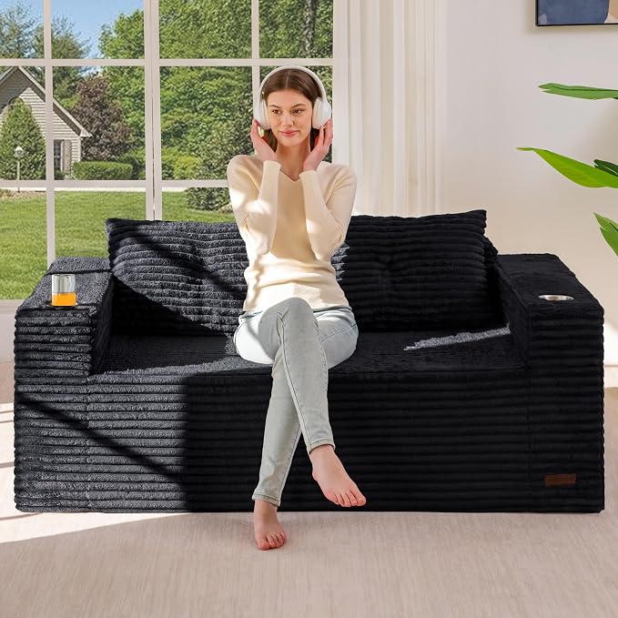MAXYOYO 63" Boneless Loveseat Sofa Couch by MAXYOYO
