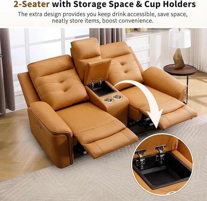 ANJ Power Oversized Reclining Sofa Couch, Breathable Faux Leather 3-Seater - Image 5