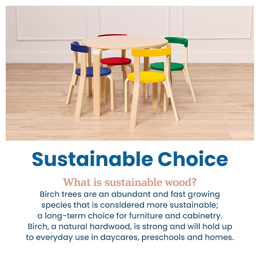 ECR4Kids Bentwood Table and Curved Back Chair Set, Kids Furniture - Image 8