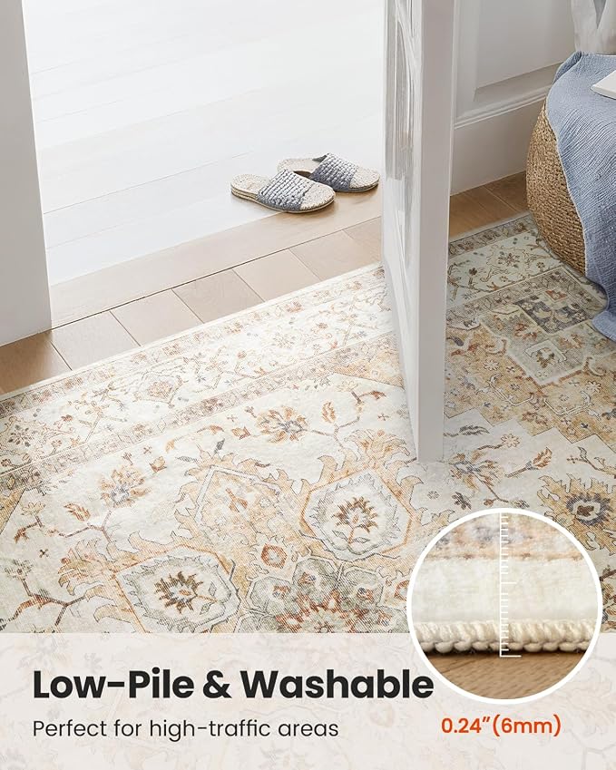 AMADA HOMEFURNISHING 2'6"x8' Washable Area Rug, Low-Profile Entryway Rug - Image 6