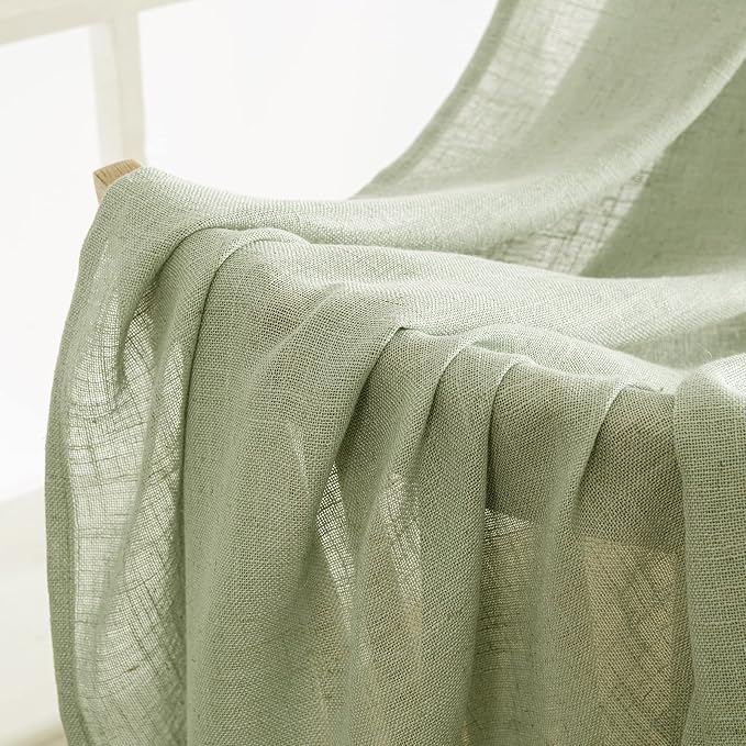 MIULEE Sage Green Linen Curtains 120 Inches Long - Image 6