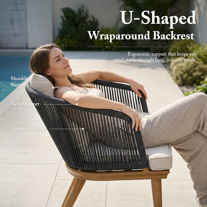 PURPLE LEAF Patio Dining Chair Set Modern Wicker Outdoor Furniture Seating - Image 5