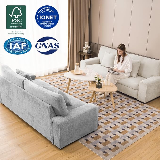 DOPEDIO Modern Living Room Sofa Set, 71.25" Chenille Loveseat - Image 8