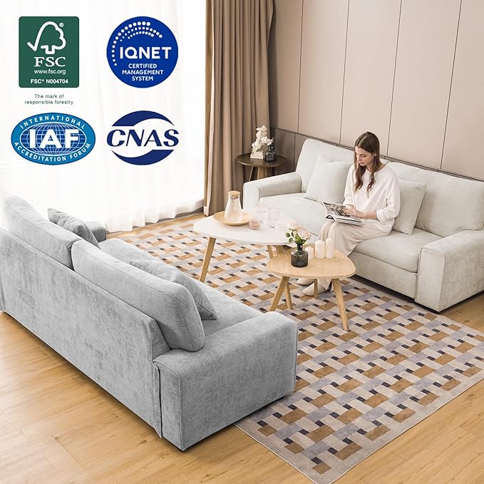 DOPEDIO Modern Living Room Sofa Set, 88.58" Chenille Loveseat - Image 8