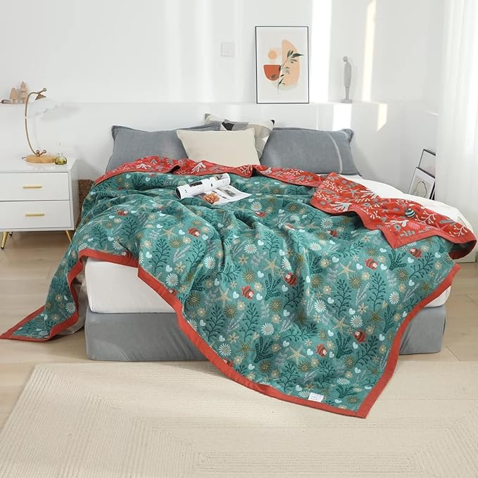 LUTBM Boho Throw Blanket for Bed 100% Cotton Ultra Soft Rustic Quilt Summer - Image 2