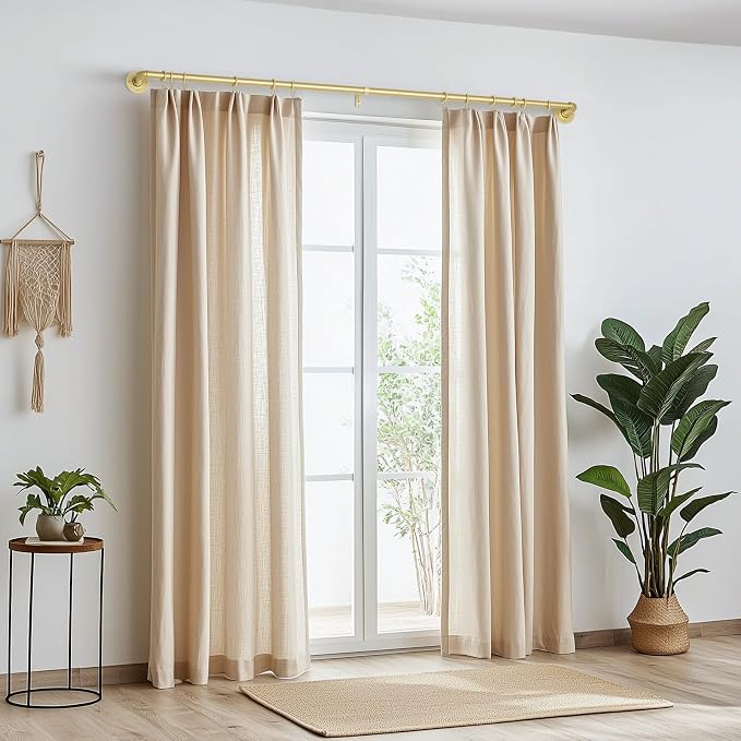 Zeerobee Curtain Rods for Windows 32 to 48, 1 Inch Industrial Wrap Around Gold - Image 2