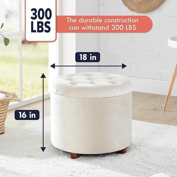 Ornavo Home Round Storage Ottoman - Image 2