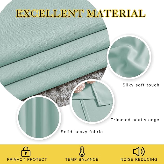 NICETOWN Aqua Blue Blackout Bedroom Curtains, Energy Saving Thermal Window - Image 4
