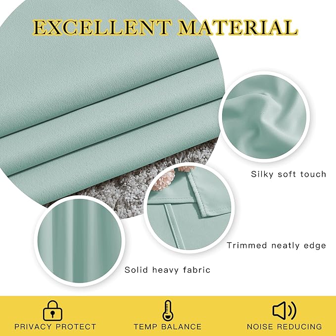 NICETOWN Aqua Blue Curtains 84 inch Length 2 Panels, Grommet Thermal Insulated - Image 4