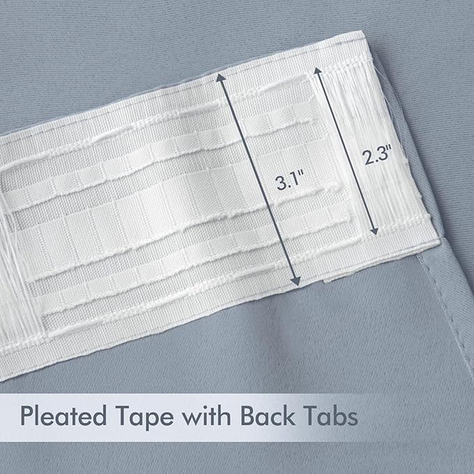 MIULEE Light Blue Back Tab Blackout Curtains 108 Inch Long 2 Panels Set - Image 4