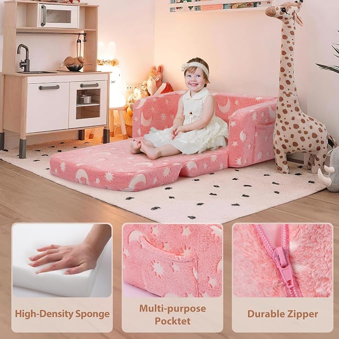 Foryoomi Extra Wide Kids Couch, Kids Sofa, Toddler Sofa, Glow in The Dark - Image 4