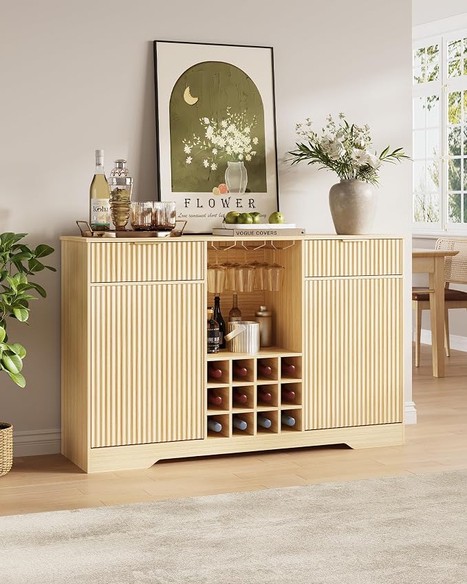 55" Fluted Wine Bar Cabinet by Curlaky