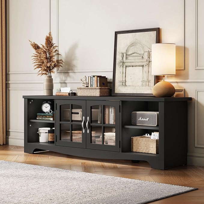 LINSY HOME TV Stand for 75 Inch TV, Modern Farmhouse Entertainment Center - Image 4