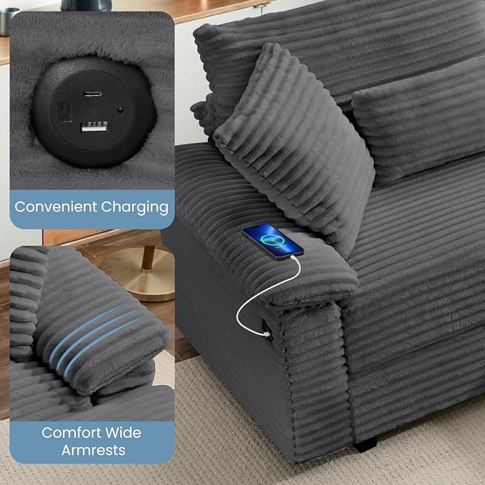 SUNWAVE 74" W Double Chaise Lounge Chair Indoor, Oversized Loveseat - Image 5