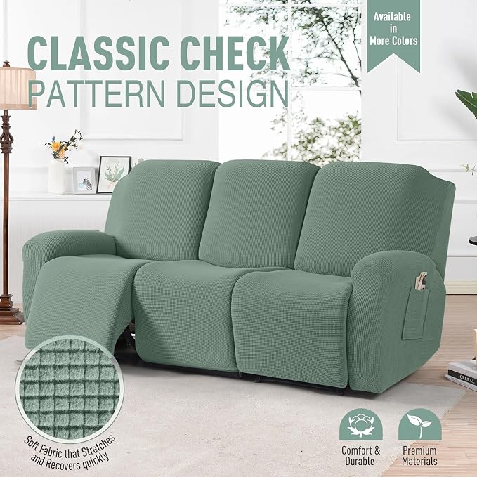 TAOCOCO Recliner Sofa Covers 8-Pieces Stretch Large Couch Covers - Image 2