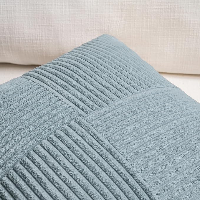 Fancy Homi Set of 2 Light Blue Decorative Throw Pillow Covers 18x18 Inch - Image 4