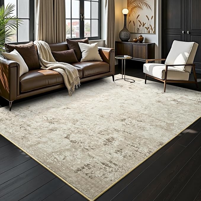 Toneed Abstract Area Rug 7x9 Modern Washable Rug Soft Non Slip Rug Low Pile by Toneed