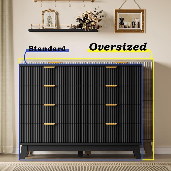 BORNOON Fluted 8 Drawer Tall Dresser, 47.2" Wide Modern Boho Chest of Drawers - Image 3