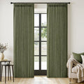MIULEE Olive Green Pinch Pleated Thick Linen Curtains 84 Inches Long 2 Panels by MIULEE