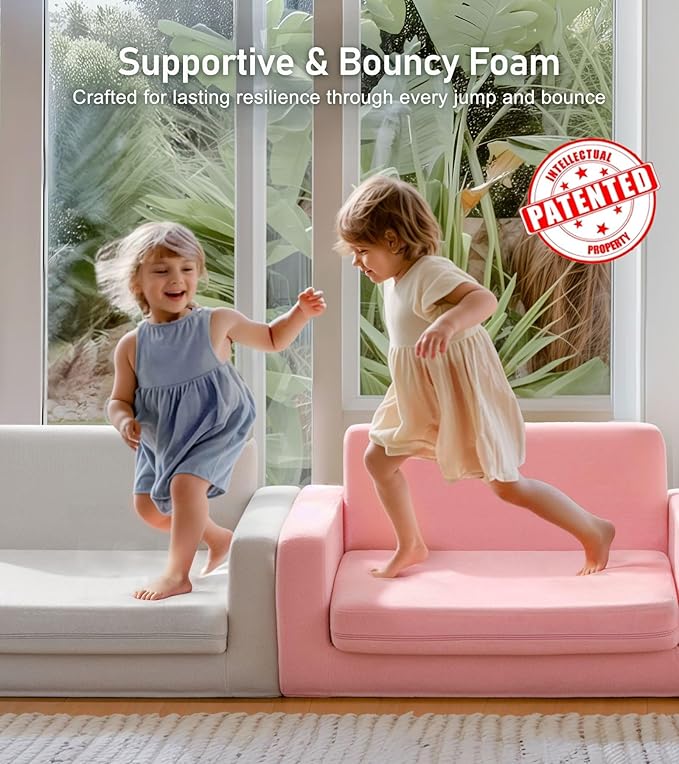 3-in-1 Extra Wide Convertible Kids Couch, Flip Open Toddler Couch to Lounger - Image 6