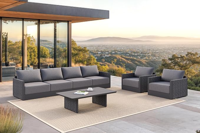 PURPLE LEAF Patio Furniture Set 7 Pieces Patio Seating Sofas Aluminum Furniture - Image 2