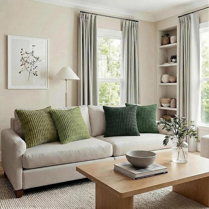 Fancy Homi Set of 4 Green Boho Winter Decorative Throw Pillow Covers 28x28 Inch - Image 6