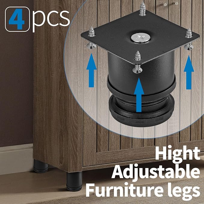 2.5 Inch Metal Furniture Legs Stainless Steel Adjustable Legs Black Metal Legs - Image 5