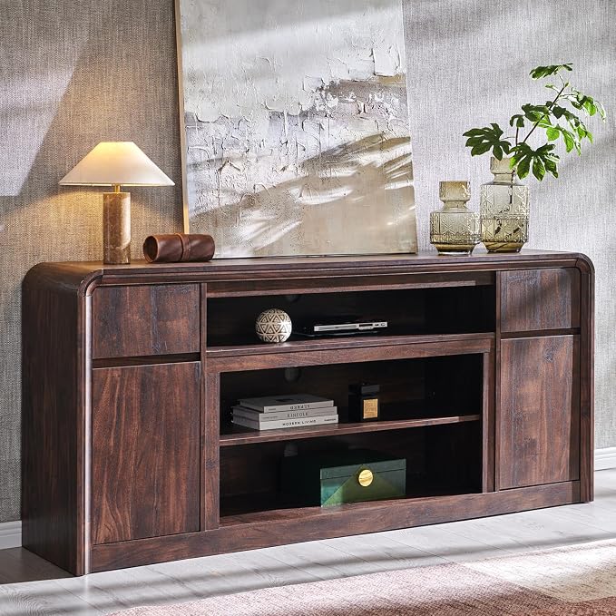 Modern TV Stand for 80 Inch TVs, Media Console Cabinet w/Soundbar & Adjustable by AITJUNZ