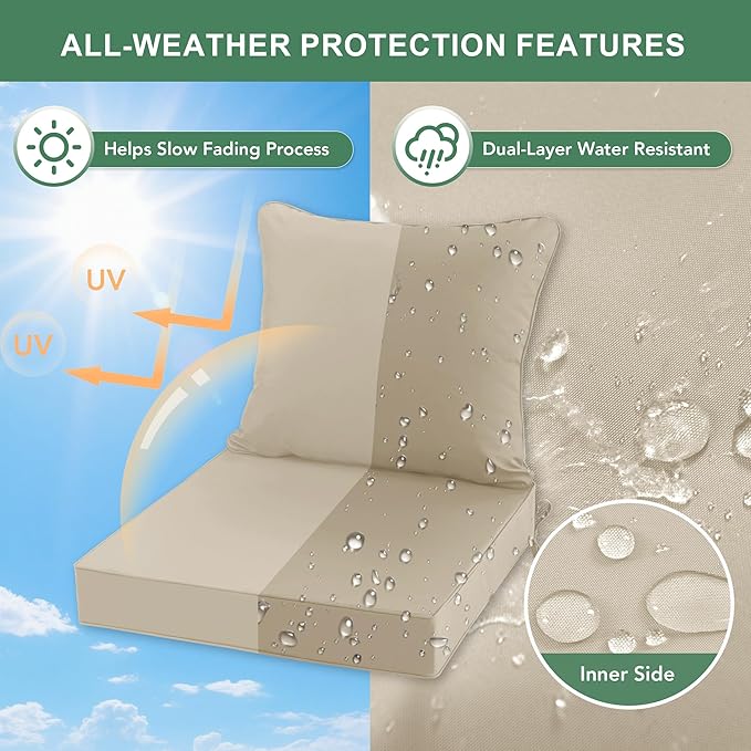 Summsun Patio Chair Cushions 22 x 22 Inch, Water Resistant Backrest Pillow and - Image 3