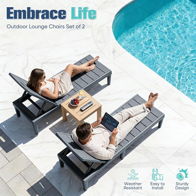 Devoko Outdoor Chaise Lounge Chair Set of 2 - Image 4