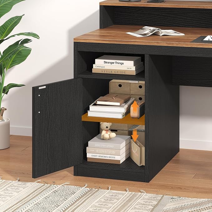YOMILUVE Computer Desk with 3 Drawers & Storage Shelves, 65 Inch Home Office - Image 6
