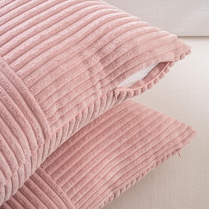 Fancy Homi 2 Packs Blush Pink Big Decorative Throw Pillow Covers 24x24 Inch - Image 4