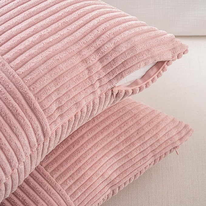 Fancy Homi 2 Packs Blush Pink Lumbar Decorative Throw Pillow Covers 16x26 Inch - Image 4