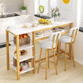 AWQM 3-Piece Bar Table and Chairs Set, Modern White Faux Marble Table by AWQM
