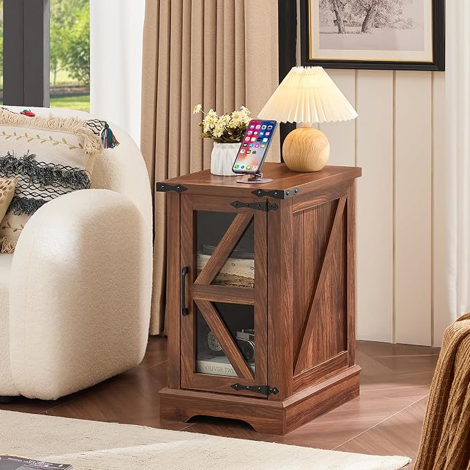 Joaxswe Narrow Night Stand Set 2, Farmhouse Side End Table - Image 6