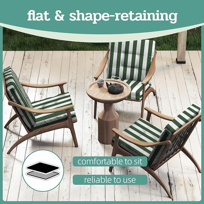 Outdoor Chair Cushions Set of 2, High Back Soft Seat Pad, Indoor Outside Use - Image 7