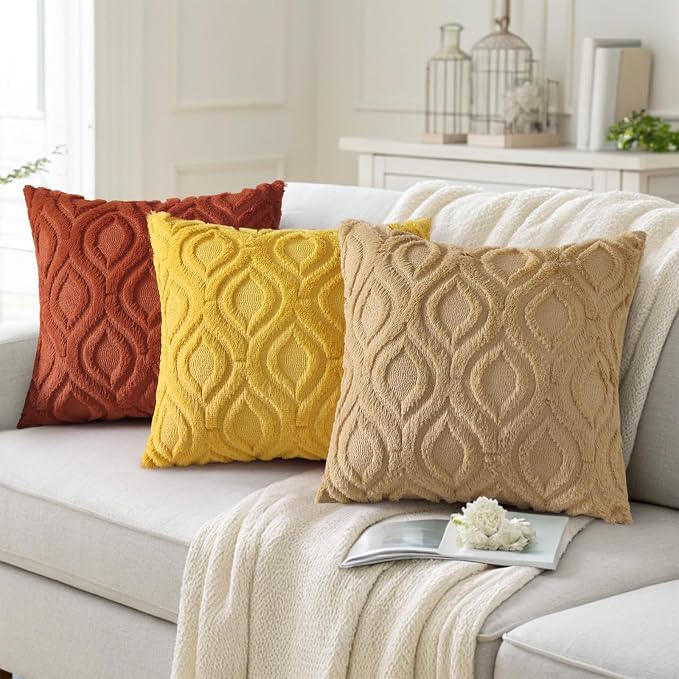 decorUhome Throw Pillow Covers 22x22 Inch Set of 2, Soft Plush Faux Wool Khaki - Image 8