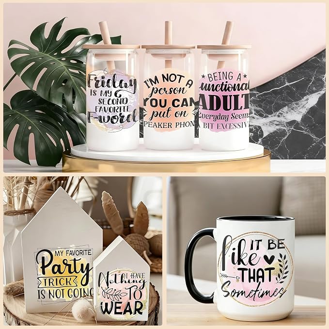 4 Sheets Rub on Transfers for Crafts, Animal Satirical Quotes Furniture - Image 7