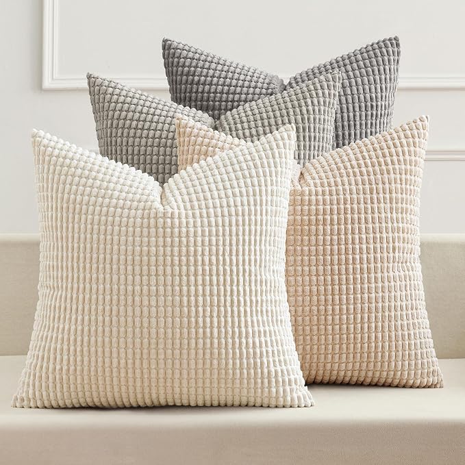 MIULEE Boho Farmhouse Decorative Pillow Covers 18x18 Inch Set of 4 Rustic by MIULEE