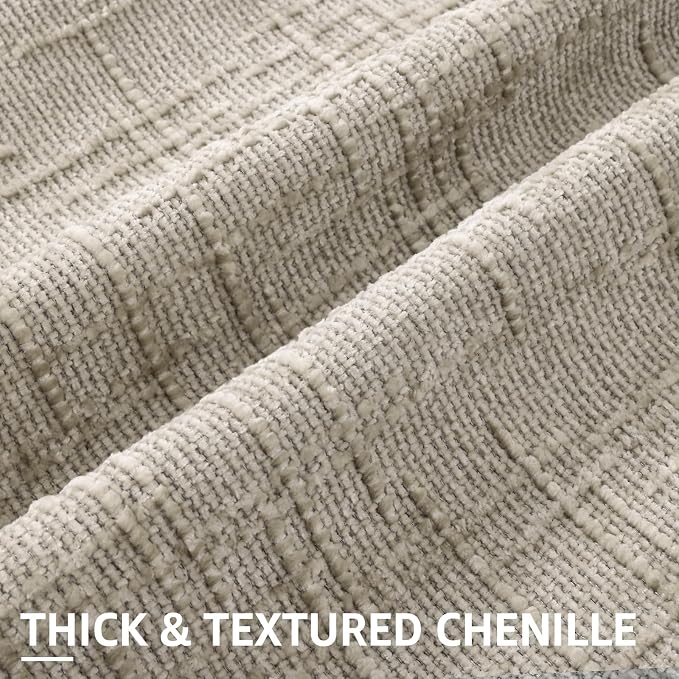 decorUhome Light Brown Chenille Throw Pillow Covers 12x20 Set of 2 Textured - Image 2