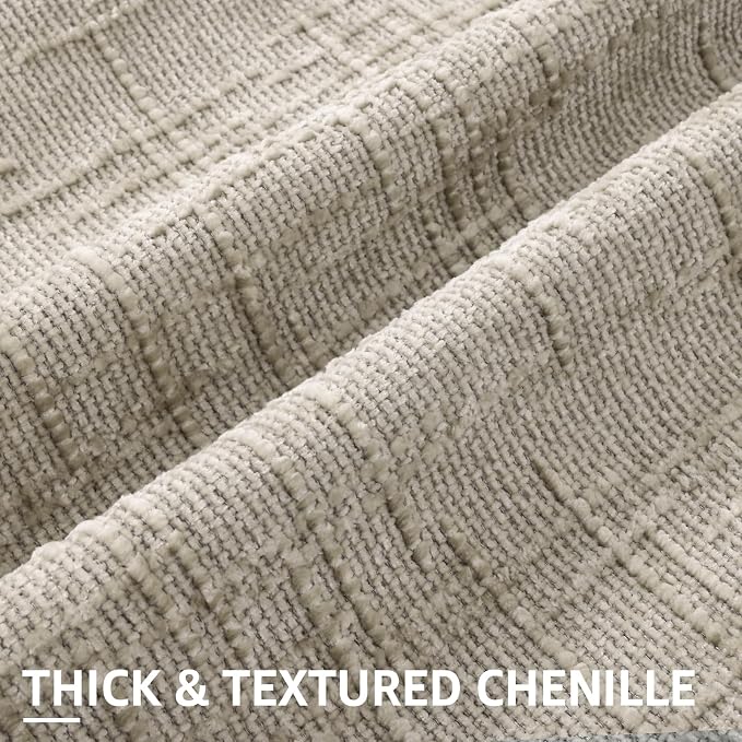 decorUhome Light Brown Chenille Euro Sham Throw Pillow Covers 24x24 Set of 2 - Image 2