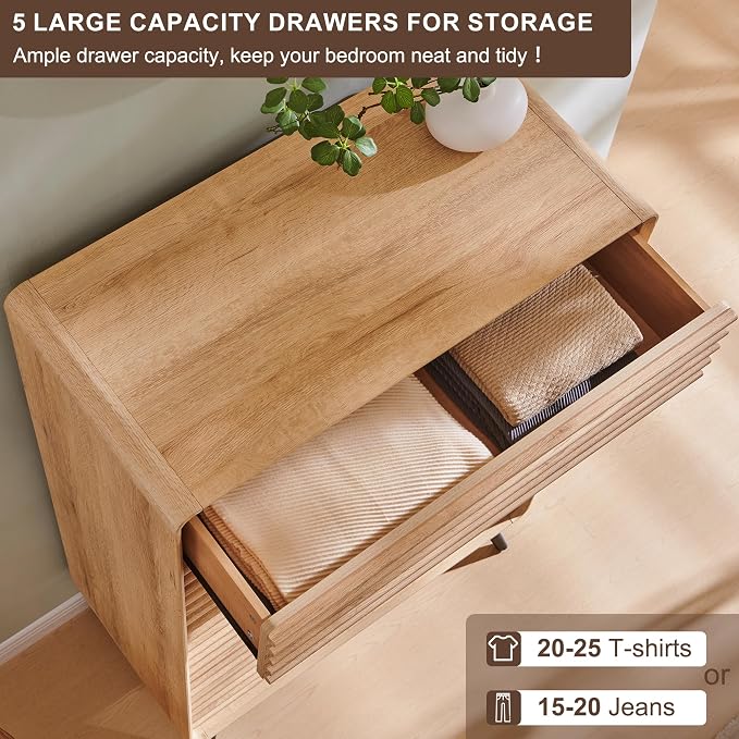 RedLemon 5 Drawers Dresser for Bedroom, Chest of Drawers - Image 4