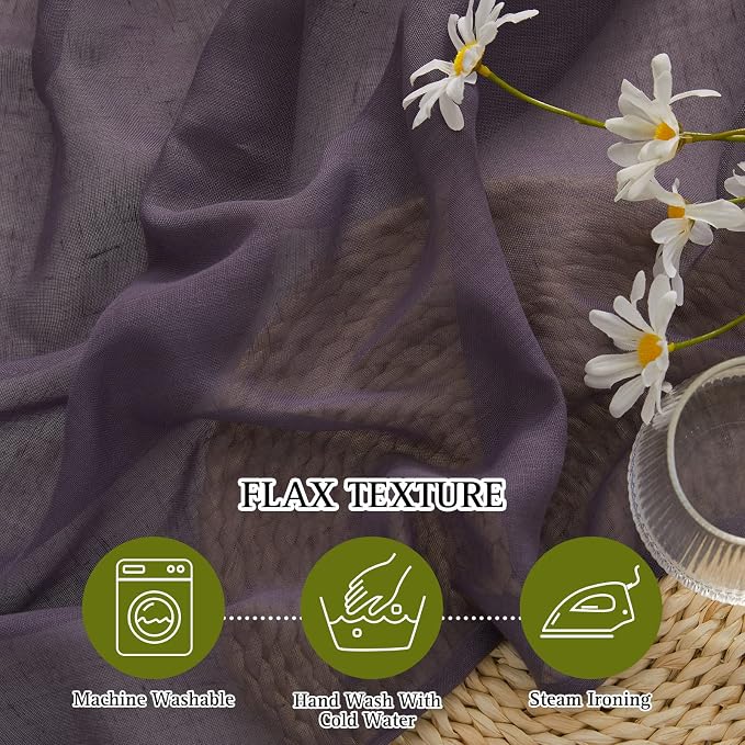 NICETOWN Linen Curtains for Bedroom, Grommet Semi Sheer Privacy - Image 4
