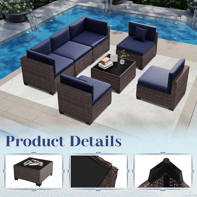 KIGOTY 14-Piece Patio Furniture Set, All-Weather PE Rattan Outdoor Sectional - Image 4