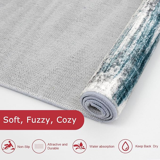 KOZYFLY 4x6 Area Rug Modern Abstract Washable Large Entryway Rug Non-Slip Soft - Image 7