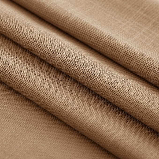 Brown Curtains for Living Room Back Tab Modern Farmhouse Semi Sheer Brown - Image 5