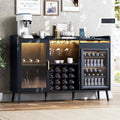 Coffee Bar Cabinet with Fridge Space, Liquor Cabinet with Wine Rack & Drawer by Gyfimoie