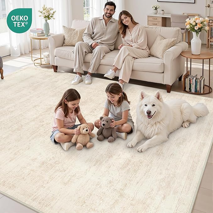 5x7 Area Rugs for Living Room: Vintage Boho Neutral Washable Rug Indoor Soft - Image 8